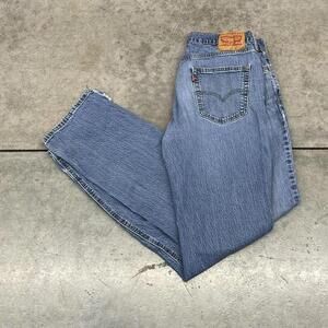 vintage levis straight leg faded blue jeans size 34 x 34
